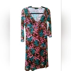 Parallel Womens Brown Wrap Dress Multicolor SZ S